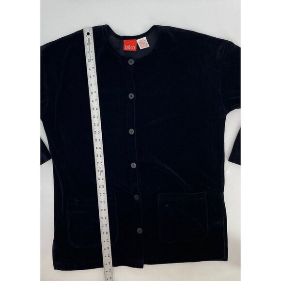 Liz & Me Women’s Vintage Velour Black Button Up Cardigan With Pockets Size Small - Picture 9 of 9